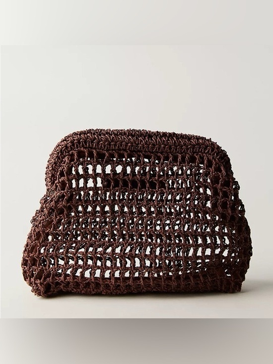 Free People Handbags - Nwot Free People Brown sand bound Crochet Clutch